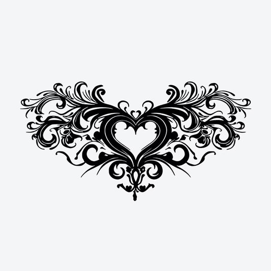 Ornate Heart Swirl Tattoo