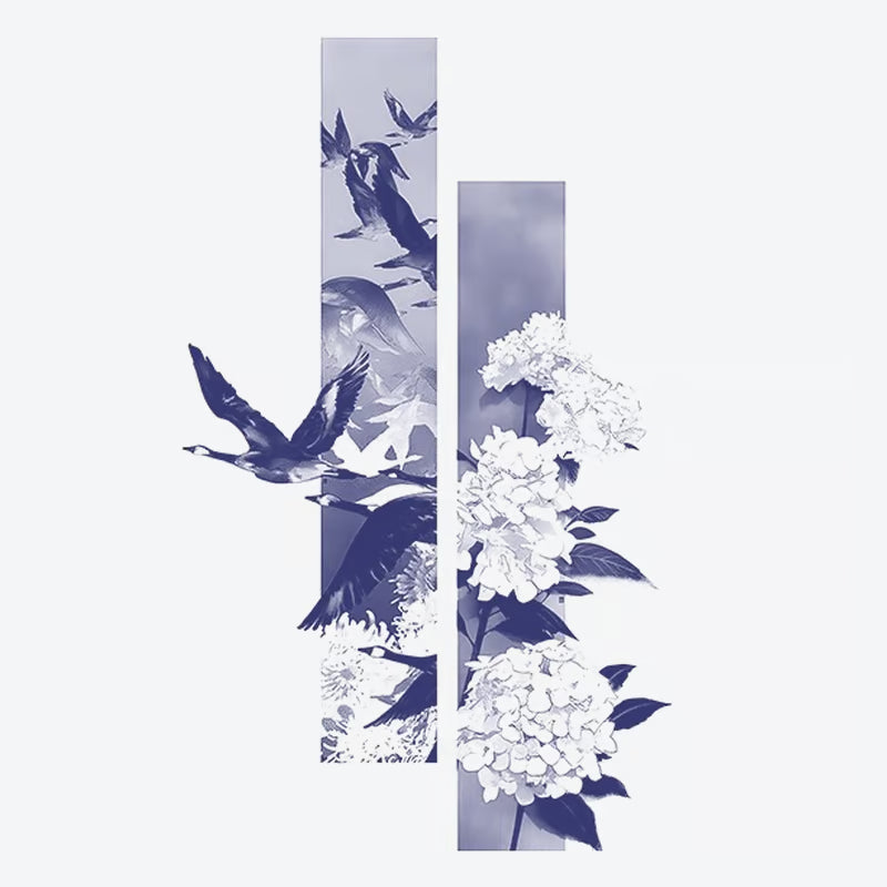 Flying Birds Floral Tattoo