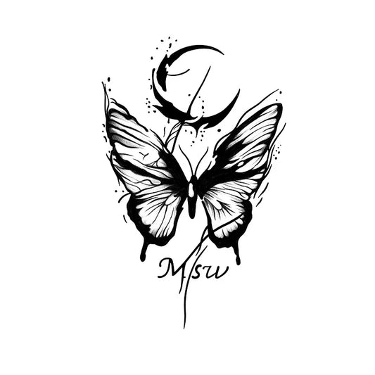 Butterfly Moon Tattoo