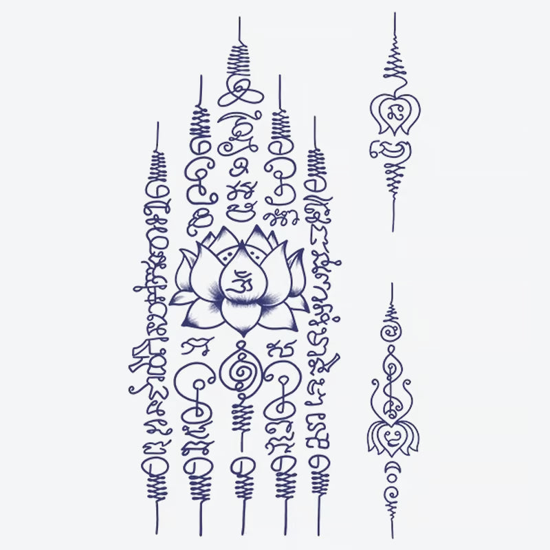 Lotus And Script Tattoo