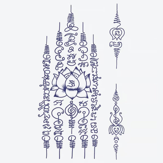 Lotus And Script Tattoo