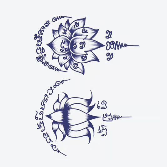 Lotus Floral Script Tattoo