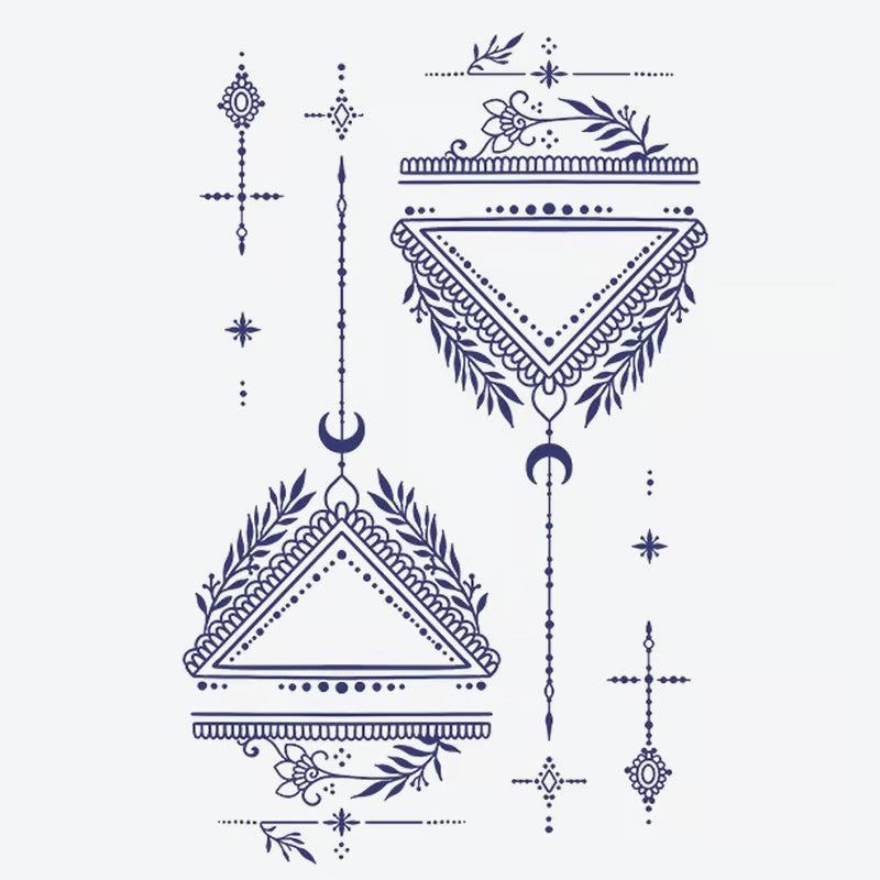 Floral Geometric Triangle Tattoo