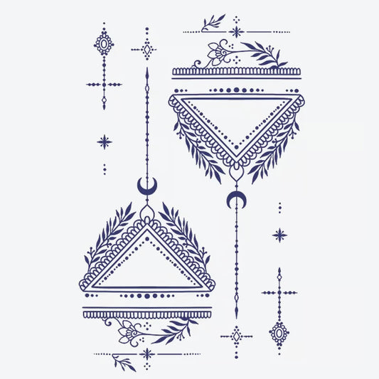 Floral Geometric Triangle Tattoo