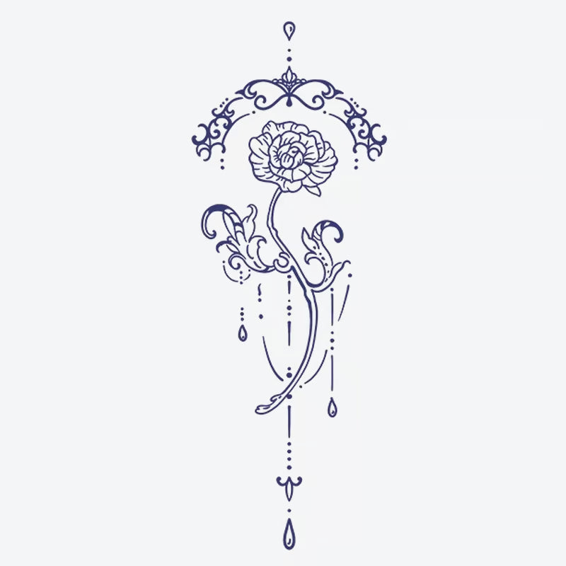 Ornate Rose Drop Tattoo