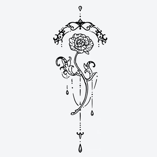 Ornate Rose Drop Tattoo