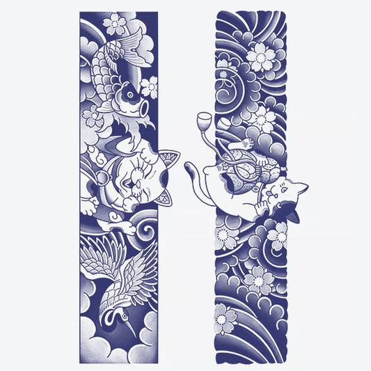 Koi Fish Crane Floral Tattoo