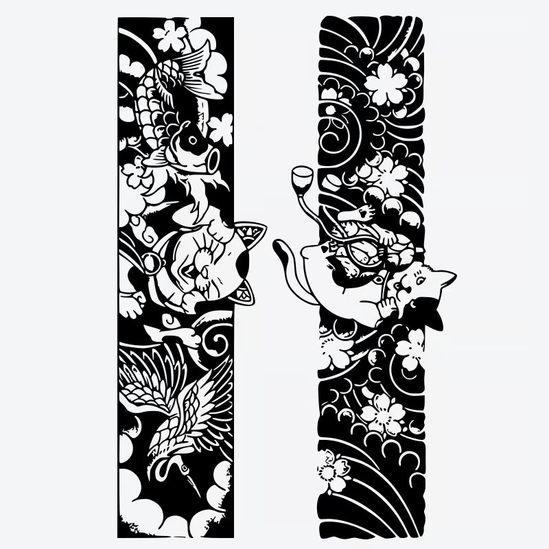 Koi Fish Crane Floral Tattoo