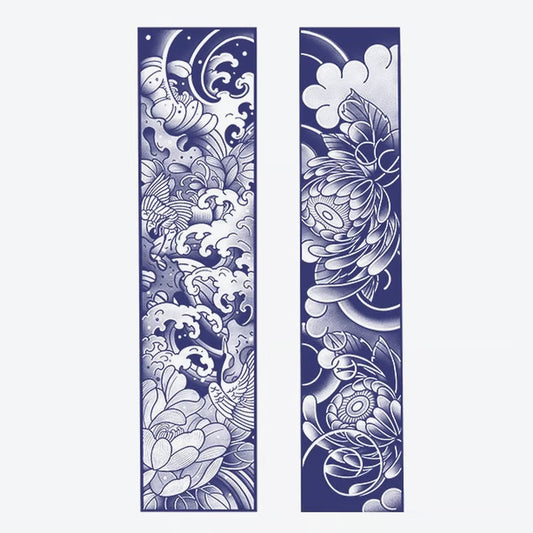 Flowing Waves And Lotus Tattoo