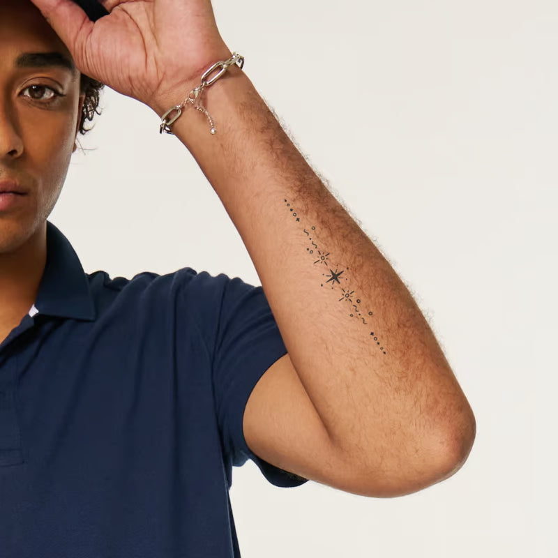 Celestial Line Art Tattoo