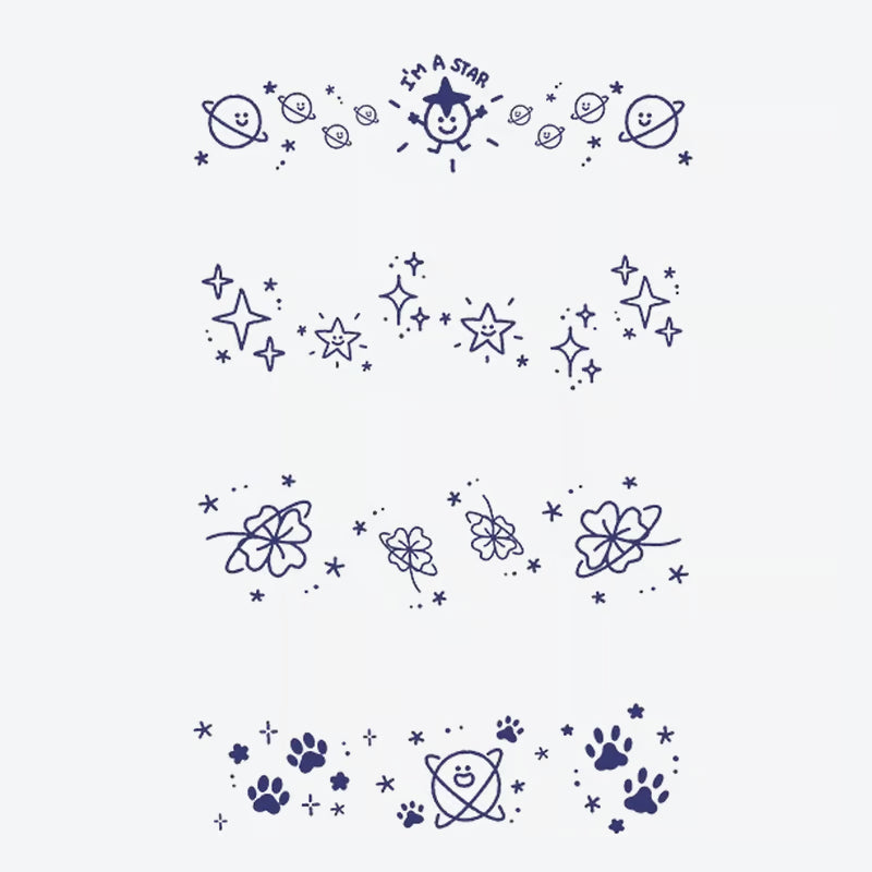 Cosmic Floral Paw Print Tattoo