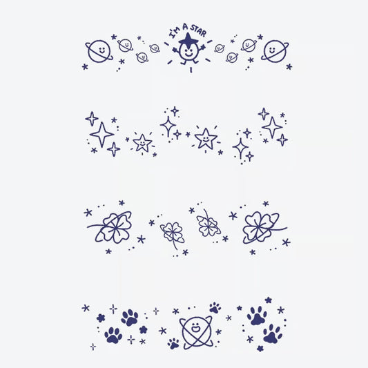 Cosmic Floral Paw Print Tattoo