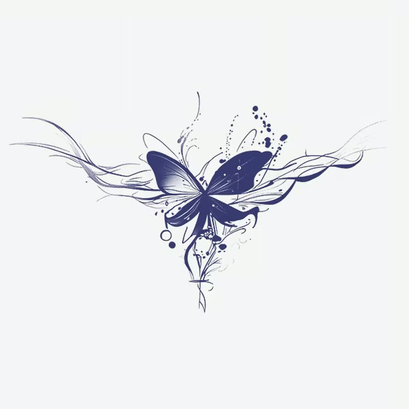 Butterfly Flourish Sexy Waist Tattoo