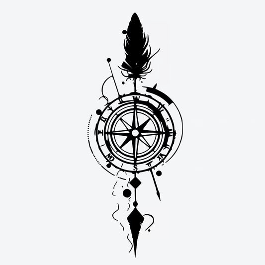 Compass Feather Tattoo