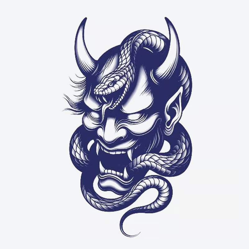 Demonic Face Snake Tattoo