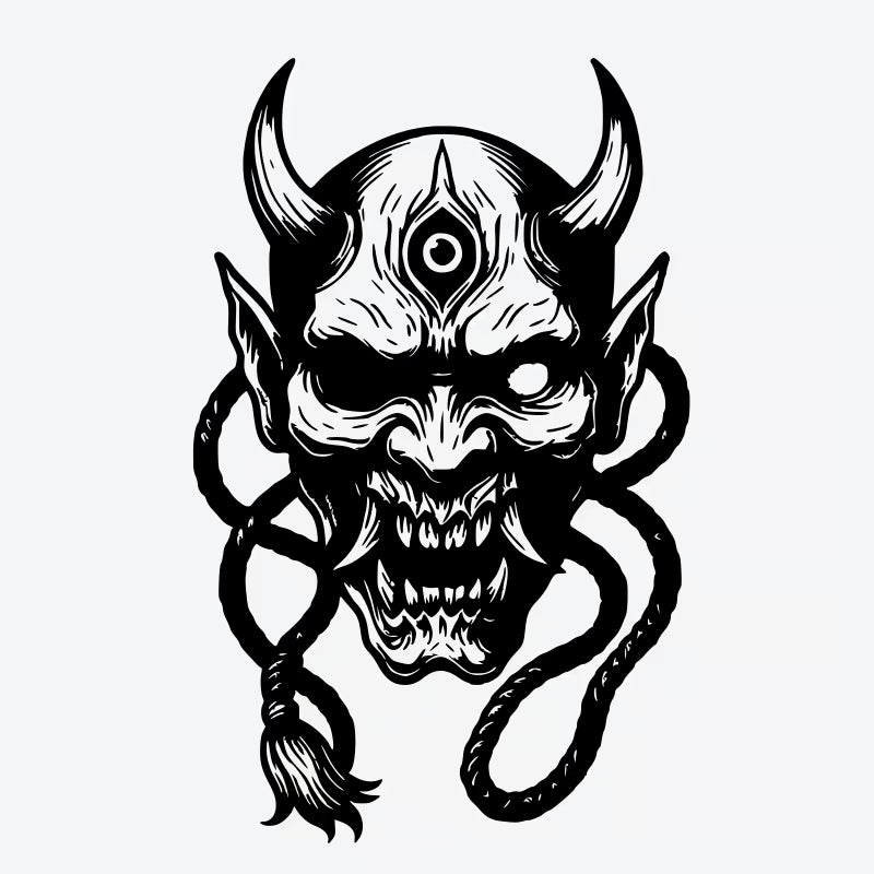 Demon Mask With Rope Tattoo