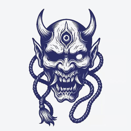Demon Mask With Rope Tattoo