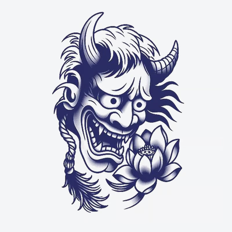Demonic Face Lotus Tattoo