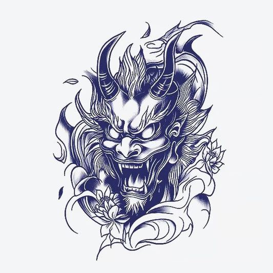 Demon Face Lotus Tattoo