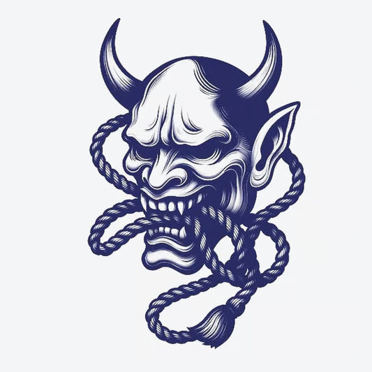 Demon Head With Rope Tattoo