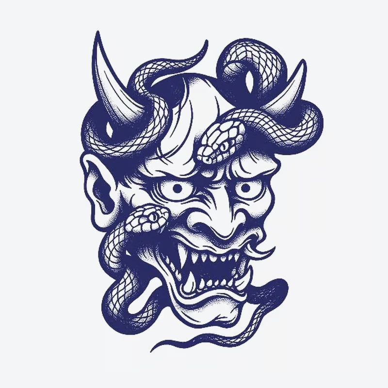 Demonic Face Serpent Tattoo