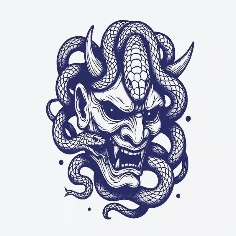 Demonic Serpent Mask Tattoo