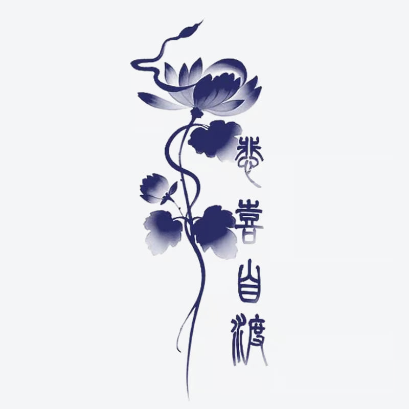 Lotus Snake Floral Tattoo