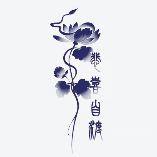 Lotus Snake Floral Tattoo