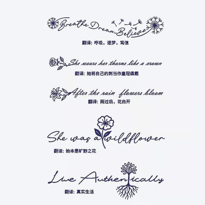 Inspirational Quote Floral Tattoo