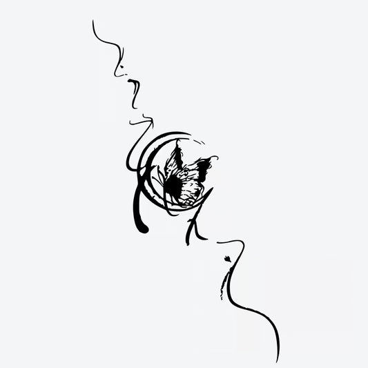 Butterfly Profile Silhouette Tattoo