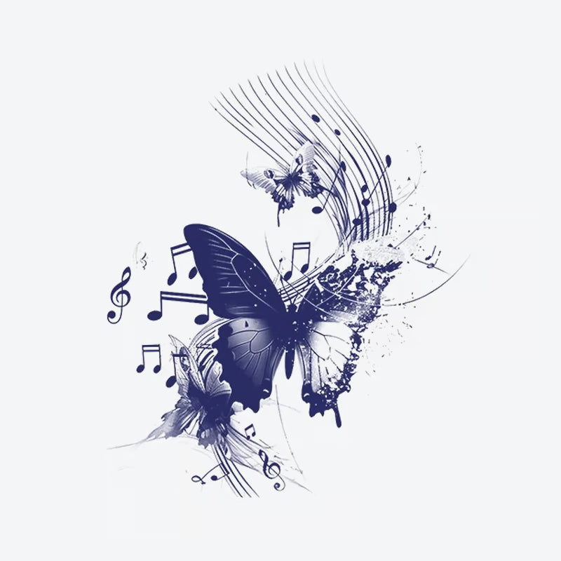 Butterfly Music Notes Tattoo