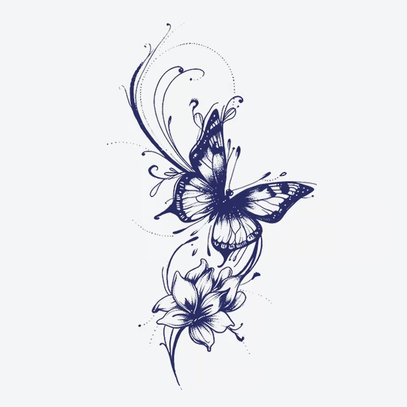 Butterfly Flower Swirl Tattoo