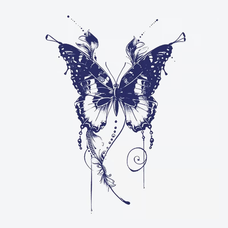 Butterfly Feather Bead Tattoo