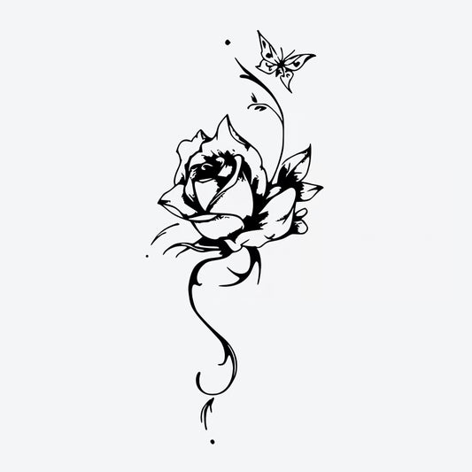 Rose Butterfly Tattoo