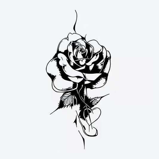 Elegant Rose Line Art Tattoo