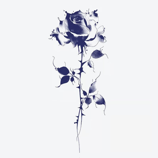 Blue Rose Stem Tattoo