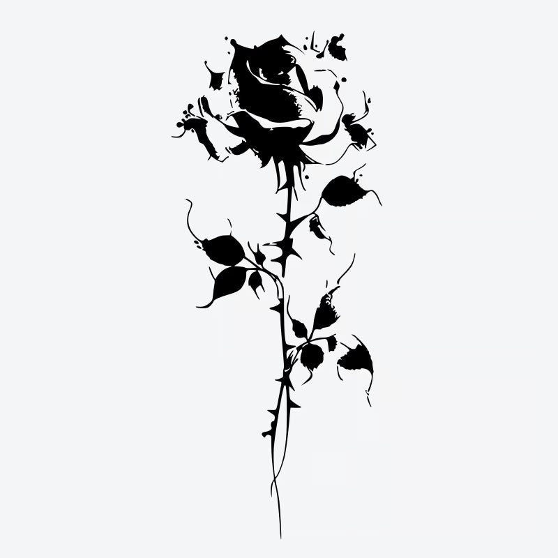 Blue Rose Stem Tattoo