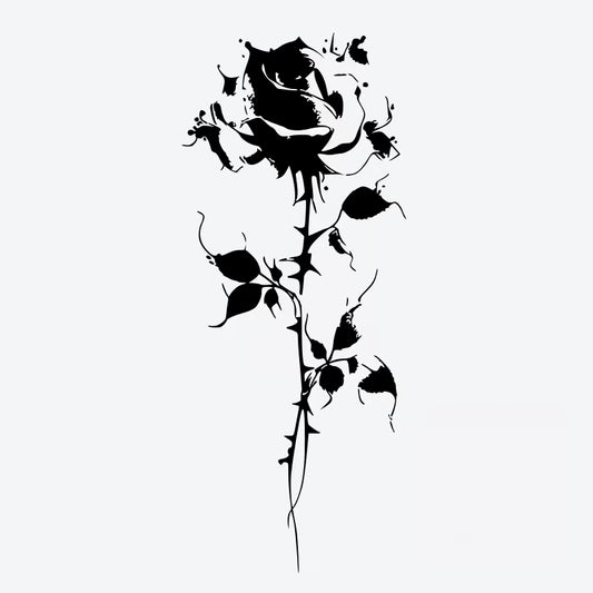 Blue Rose Stem Tattoo