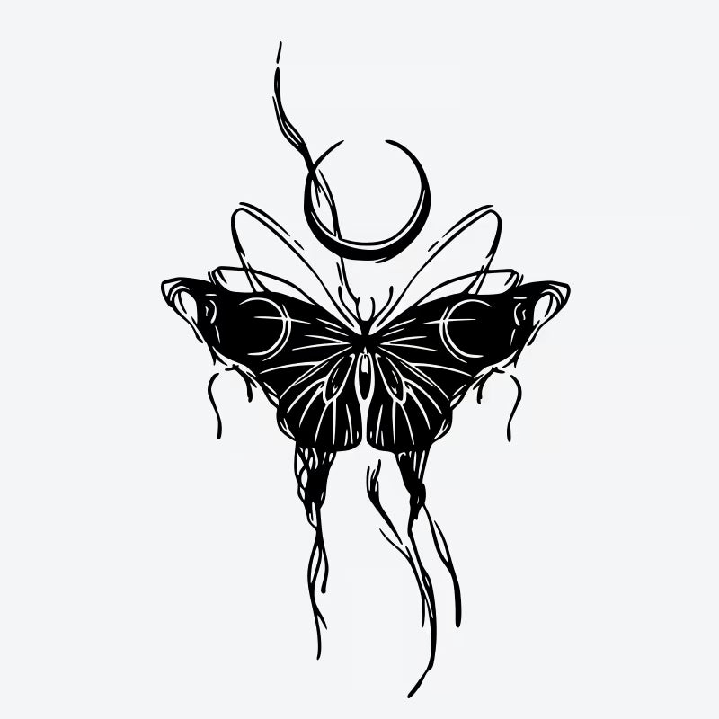 Butterfly Moon Tattoo