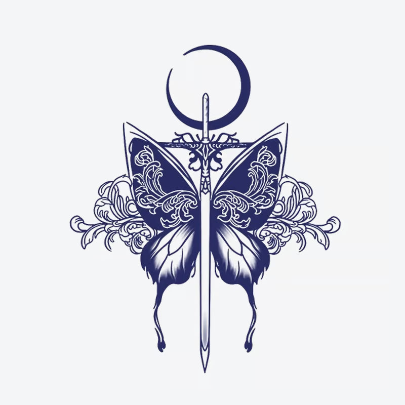 Butterfly Moon Sword Tattoo