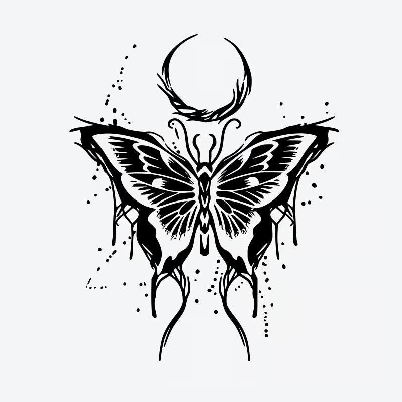 Butterfly Moon Tattoo