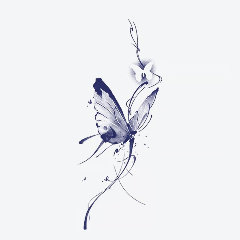 Butterfly And Orchid Tattoo