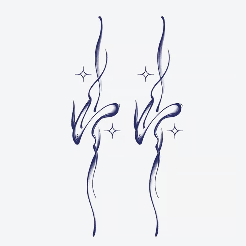 Flowing Lines And Stars Tattoo