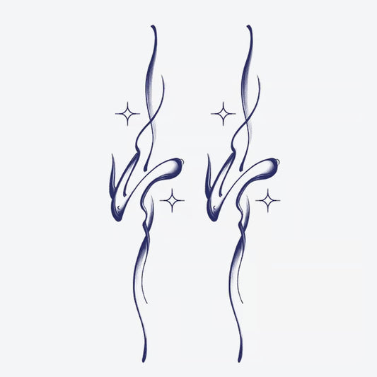 Flowing Lines And Stars Tattoo