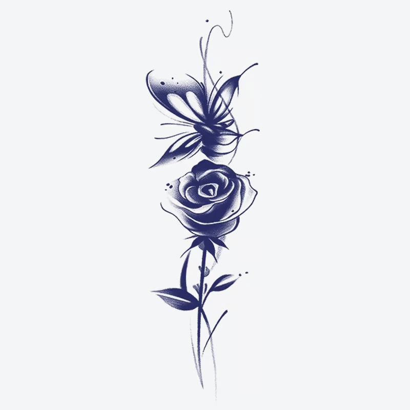 Butterfly Rose Tattoo