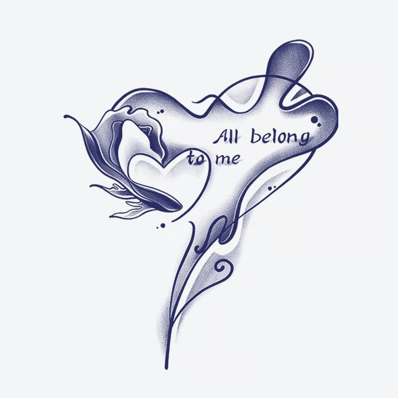 Heart Rose Text Tattoo