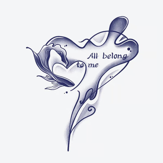 Heart Rose Text Tattoo