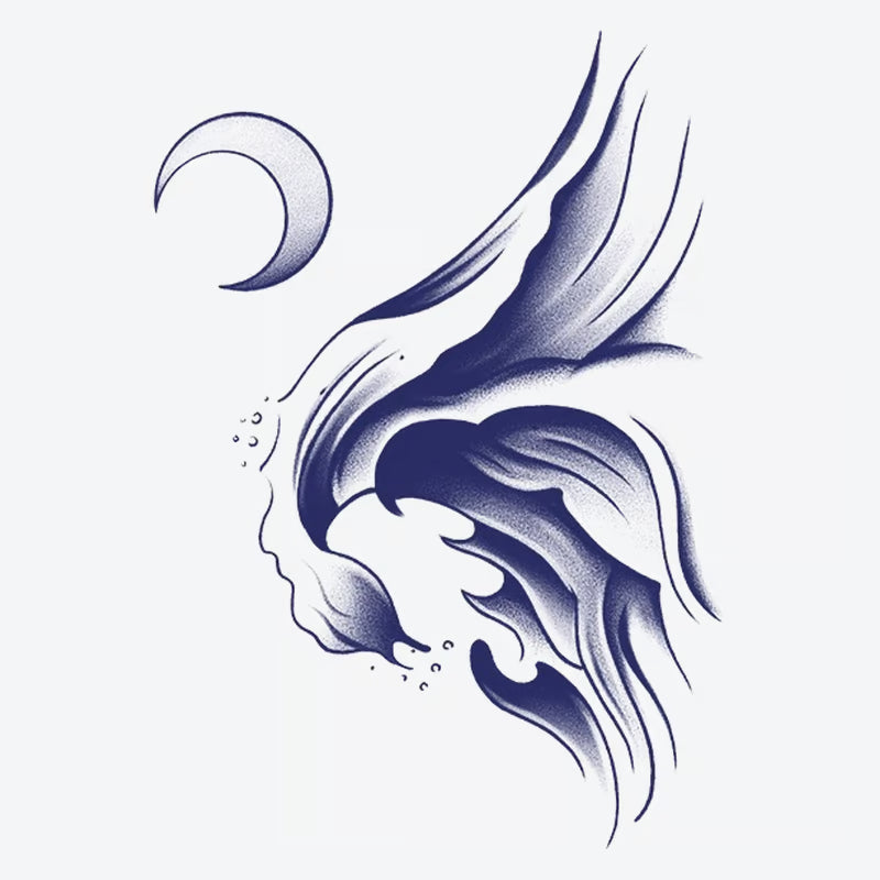 Wave Moon Tattoo
