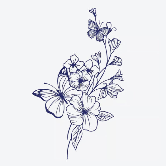 Butterfly Flower Bouquet Tattoo