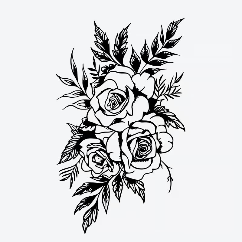 Blue Rose Floral Arrangement Tattoo